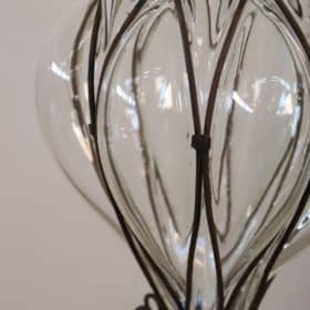 Antique Venetian Pendant Light Mouth blown Murano Glass into Iron Frame
