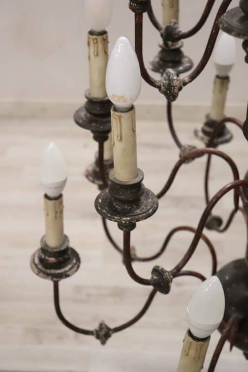 Chandelier in Wood and Iron - Arms With Lights - Styylish