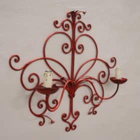 Early 20th Century Italian Light Sconce in Red Lacquered Iron