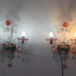 Pair of Murano Glass Sconces - With Lights On - Styylish