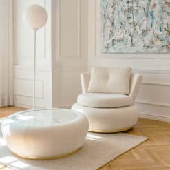 Moon Armchair - White Chair with Side Table - Styylish