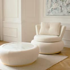 Moon Armchair - White Chair with Table - Styylish
