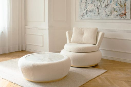 Moon Armchair - White Chair with Table - Styylish