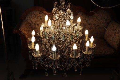 Bronze and Crystal Chandelier - With Lights On - Styylish