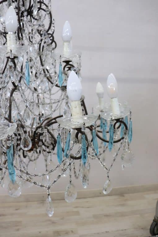 Bronze and Crystal Chandelier - Glass Droplet and Light Detail - Styylish