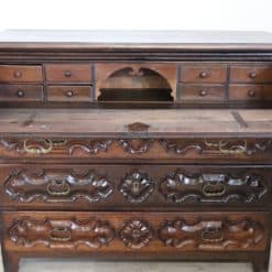 Carved Walnut Antique Commode - With Desk Open - Styylish
