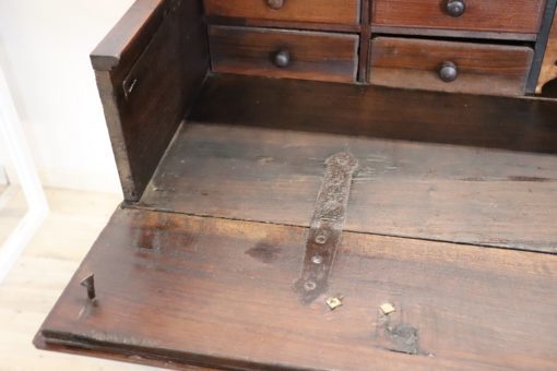 Carved Walnut Antique Commode - Desk Hinge Detail - Styylish