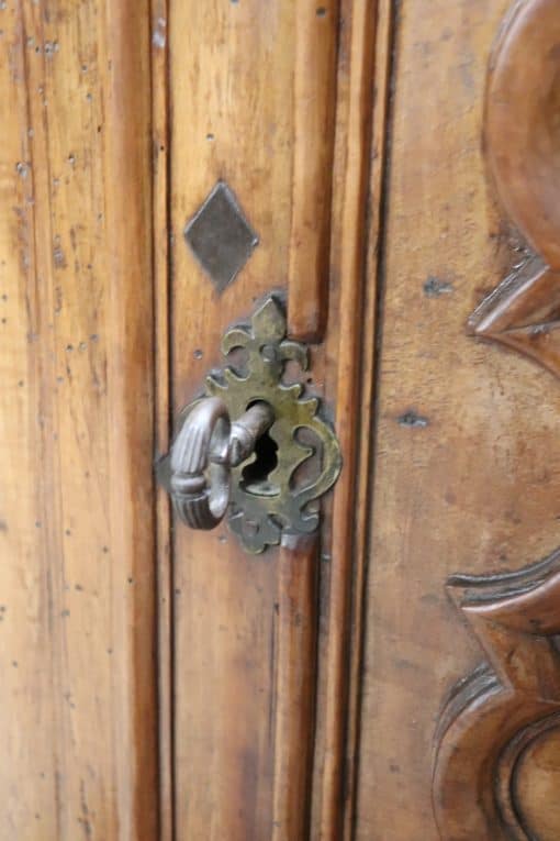 Carved Walnut Antique Kneeler - Lock and Key Detail - Styylish