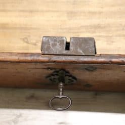 Carved Walnut Antique Kneeler - Bottom Compartment Key and Lock Detail - Styylish