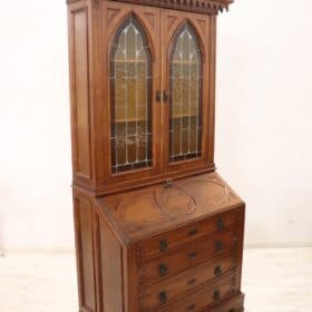 Early 20th Century Italian Gothic Style Solid Oak Cabinet