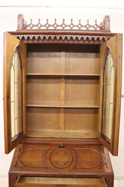 Gothic Style Solid Oak Cabinet - Doors Open - Styylish