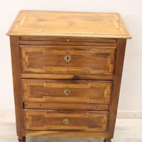 Early 19th Century Italian Louis XVI Style Inlaid Walnut Chest of Drawers