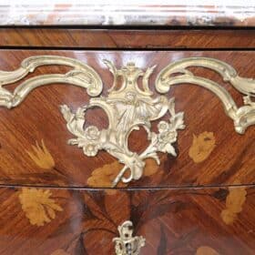 19th Century Napoleon III Inlaid Wood and Gilded Bronze Antique Chest of Drawers
