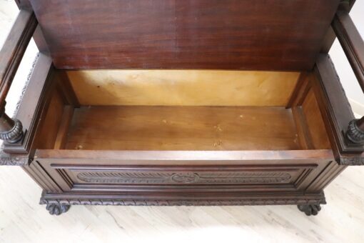 Carved Walnut Bench - Interior Compartment Detail - Styylish