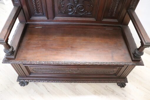 Carved Walnut Bench - Interior Compartment Closed - Styylish