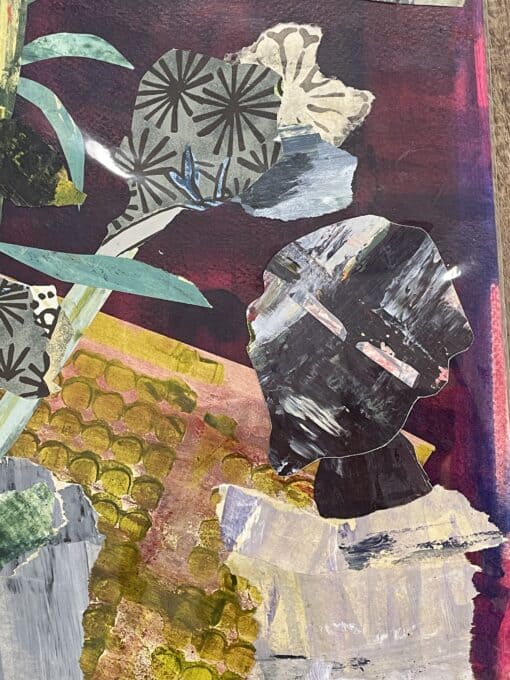 Collage Painting by Mara Wagner- detail view of flowers- Styylish