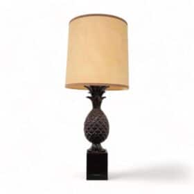 Vintage Brown Pineapple Ceramic Table Lamp, 1970s