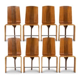 Set of Eight Blonde Cherry Chairs, 1980s