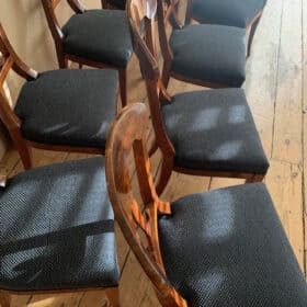 Set of Eight Walnut Biedermeier Chairs, 1820