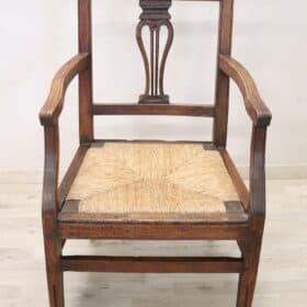Louis XVI Walnut Armchair with Straw Seat, 18th Century