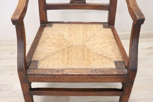 Louis XVI Walnut Armchair - Straw Seat - Styylish