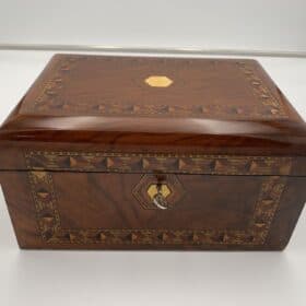 Historicism Jewelry Box, Walnut with Inlays, Germany, 19th century