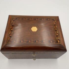 Historicism Jewelry Box, Walnut with Inlays, Germany, 19th century