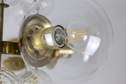 Brass and Glass Chandelier - Lightbulb Off - Styylish