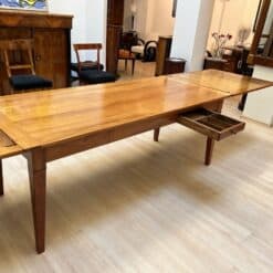 Neoclassical Expandable Dining Table - Expanded with Drawer Open - Styylish