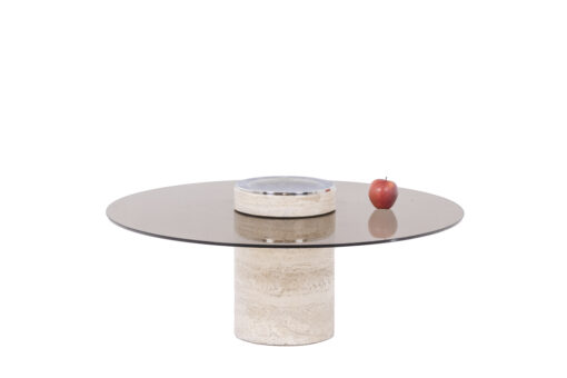 Travertine and Glass Table - Full Staged - Styylish