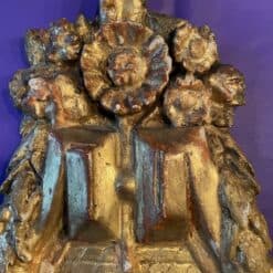 Pair of Gilt Wood Wall Sconces- detail of flower carving- Styylish