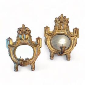 Pair of Gilt Wood Wall Sconces, 19th century