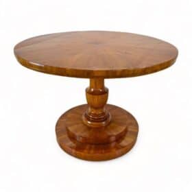 Round Biedermeier Center Table, Cherry Veneer, Austria, Vienna circa 1830