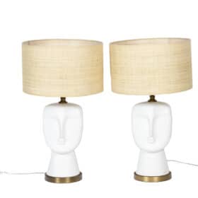 Pair of Opaline Lamps, 20th century