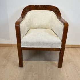Biedermeier Bergere Chair, Creme Velvet, Austria circa 1840