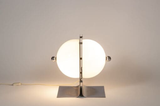 Metal and Opaline Lamp - Front View with Lights - Styylish