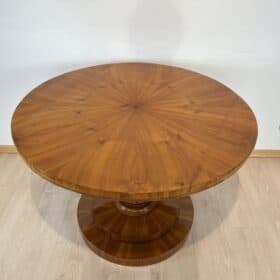 Round Biedermeier Center Table, Cherry Veneer, Austria, Vienna circa 1830