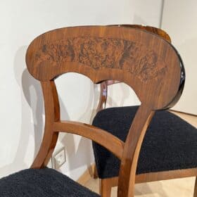 Set of Six Biedermeier Shovel Chairs, Walnut, Roots Veneer, South Germany, 1840s