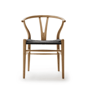 CH24 Wishbone Chair, Black Paper Cord