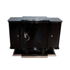 Small Art Deco Sideboard, Black Lacquer, Maple, Marble, France circa 1930