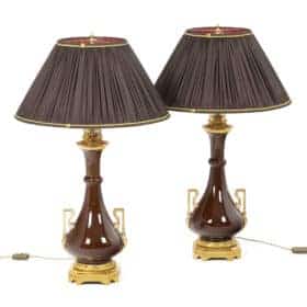 Pair of Porcelain and Gilt Bronze Lamps, circa 1880