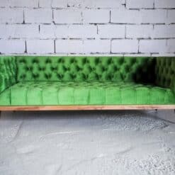 Reclaimed Wood Sofa- with green velvet fabric- Styylish