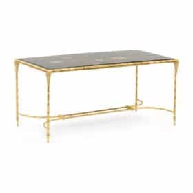 Maison Baguès Coffee Table, Lacquer and Bronze, 1950s