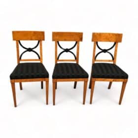 Biedermeier Birch Chairs, Three available, 1820-30