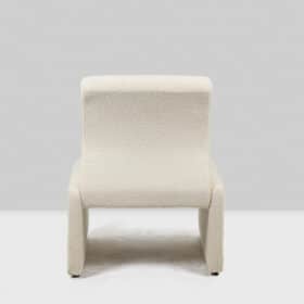 Low Chairs, 1970s, White Bouclé Fabric