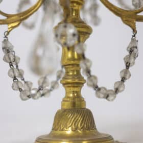 Pair of Louis XVI Style Chandeliers in Bronze and Crystal, circa 1900