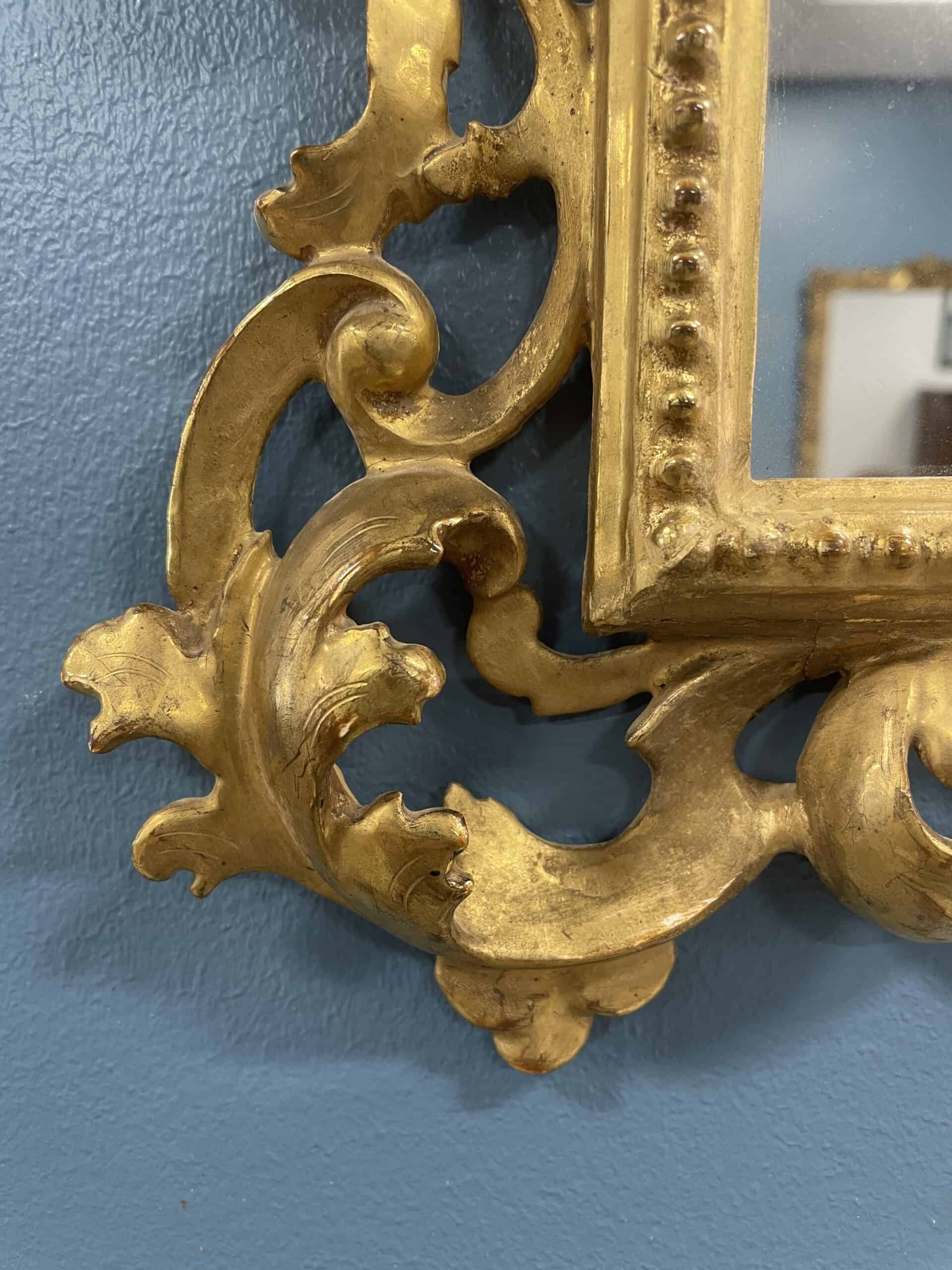 19th Century Louis Philippe Two-Tone Carved Gilt Wood and Paint Wall Mirror  - Country French Interiors