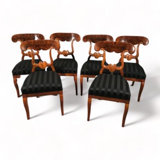 Set of six Biedermeier Chairs- walnut veneer- Styylish