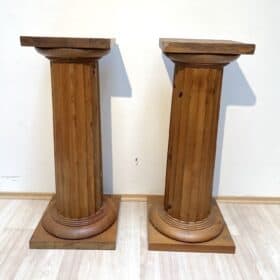 Pair of Large Neoclassical Columns, Pine Wood, France circa 1910