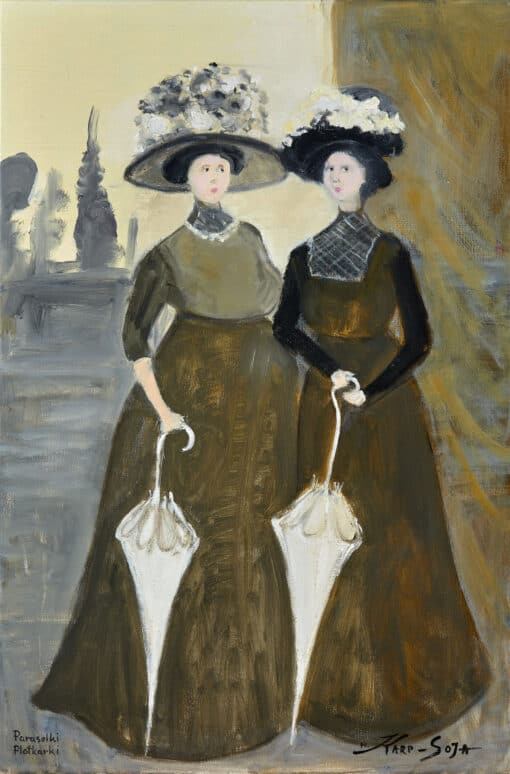 "Gossiping Umbrellas" Oil Painting - Styylish